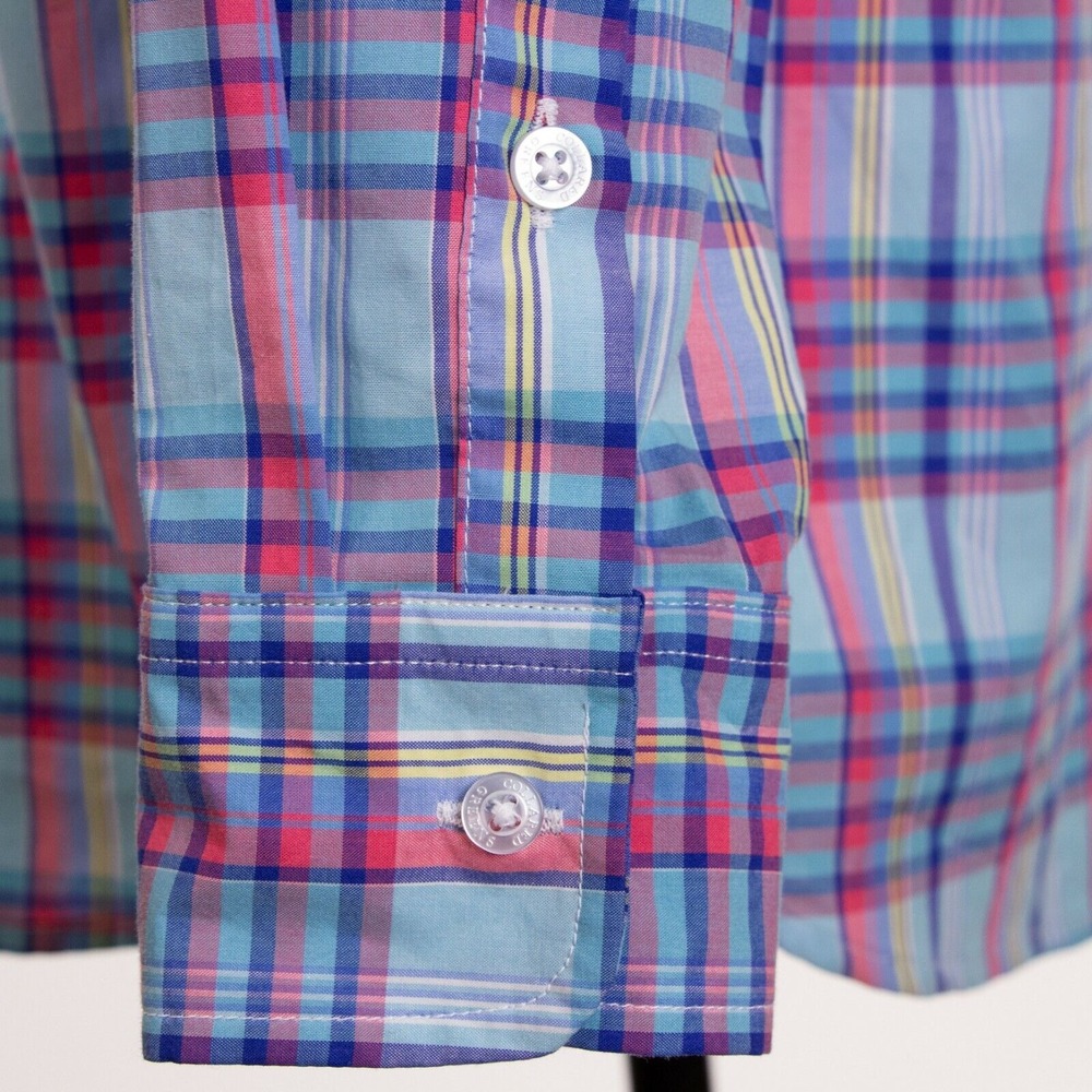NWT Collared Greens Mens S Teal Blue Plaid LS Button‎ Front Shirt $98 MSRP - Picture 5 of 10